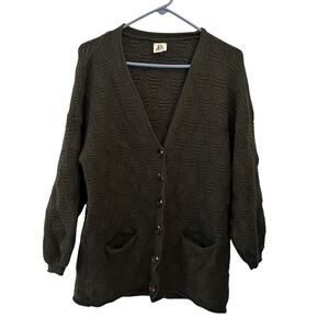 DRA Los Angeles Dark Green V-Neck Knit Oversized Cardigan Size XS
